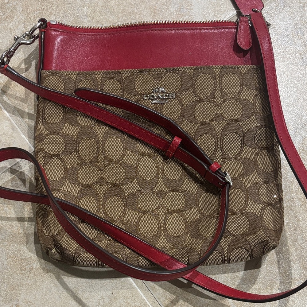 Coach Red and Brown Crossbody Bag